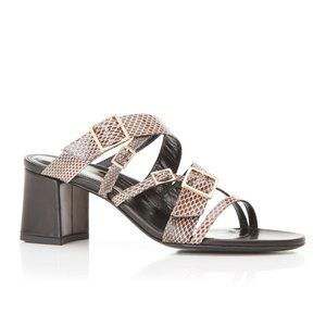 MARION PARKE Becca Natural Snakeskin Block Heel Sandal